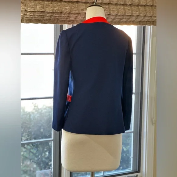 Vintage Butter Knit navy dark red orange lightweight open blazer - Picture 3 of 9